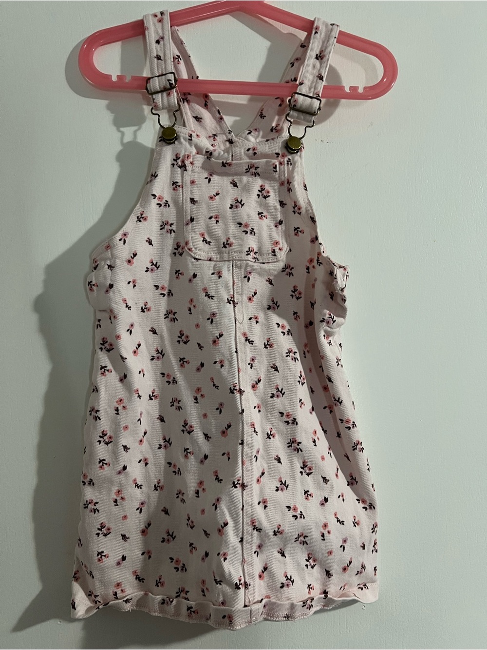 btween Pink Floral Overall Dress with Adjustable Straps